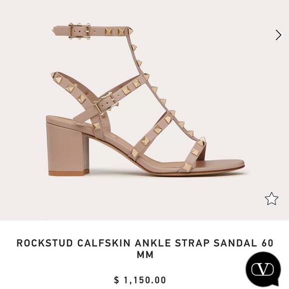 Valentino Garavani Rockstud Ankle Strap Sandal 60 mm Size 38.5